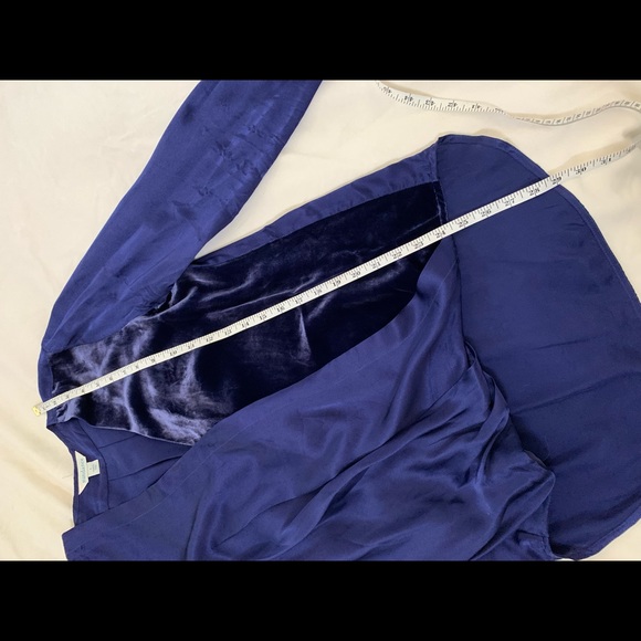 Sundance Blended Paths Navy Silk Velvet Faux Wrap Blouse - Picture 8 of 9
